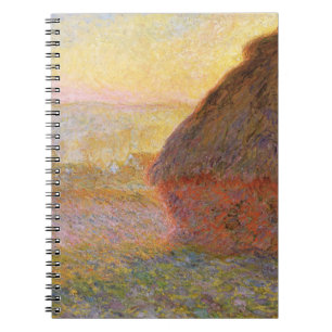 Caderno Espiral Pintura Impressionista de Claude Monet Graystaks I