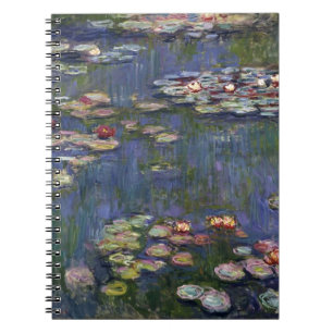 Caderno Espiral Pintura Impressionista de Lírios de Água de Claude