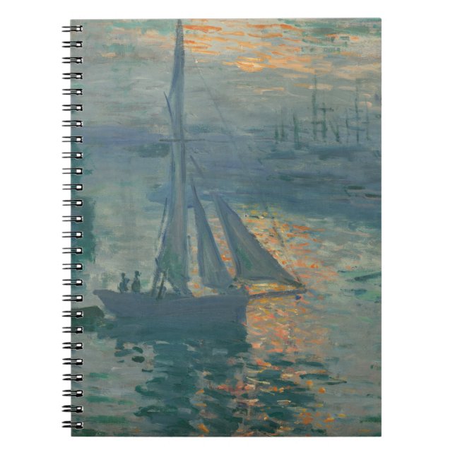 Caderno Espiral Pintura Impressionista Marinha do Nascer do Sol de (Frente)