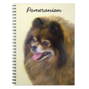 Caderno Espiral Pintura original de cão a preto e a bronzeado da