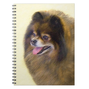 Caderno Espiral Pintura original de cão a preto e a bronzeado da P