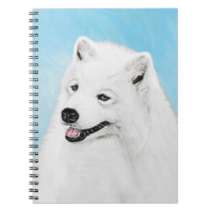 Caderno Espiral Pintura Samoyed - Arte Cachorosa Original