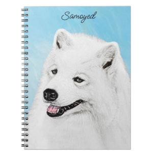 Caderno Espiral Pintura Samoyed - Arte Cachorosa Original