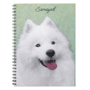 Caderno Espiral Pintura Samoyed - Arte Cachorosa Original