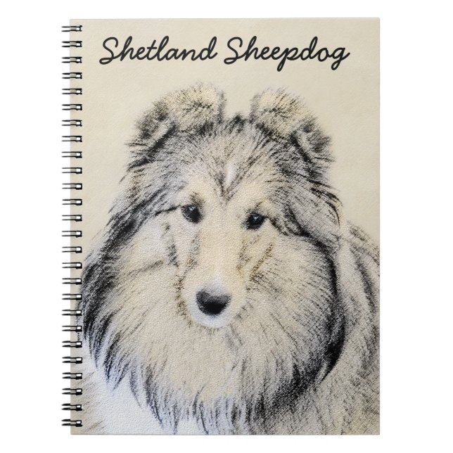 Caderno Espiral Pintura Shetland Sheepdog - Arte Cachorreira Origi (Frente)