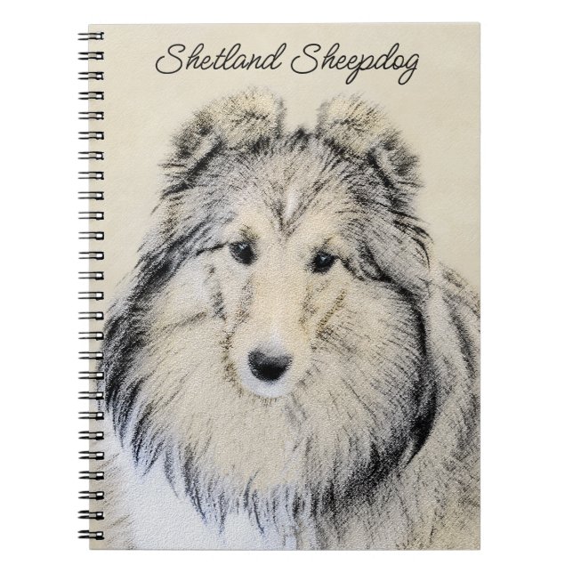 Caderno Espiral Pintura Shetland Sheepdog - Arte Cachorreira Origi (Frente)
