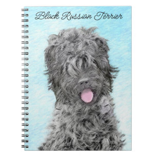 Caderno Espiral Pintura Terrier russa negra - Cachorro original bo