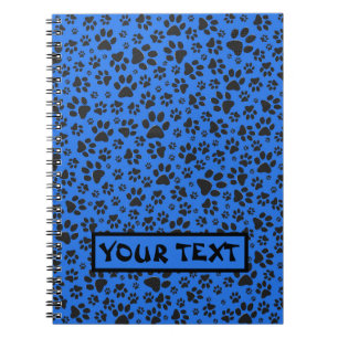 Caderno Espiral Pinturas de cães Bolinhas preto e branco em azul-t