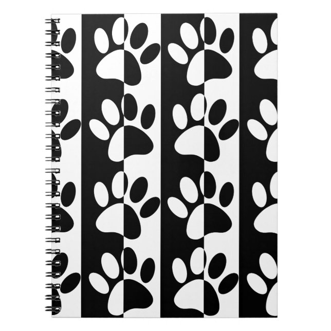 Caderno Espiral Pinturas E Estrias De Cães Pretos E Brancos (Frente)