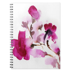 Caderno Espiral Pinturas florais abstratas 4 da aguarela