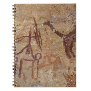 Caderno Espiral Pinturas rupestres pré-históricas com camelos e
