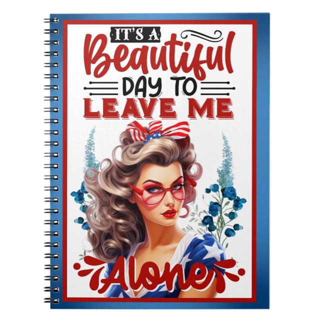 Caderno Espiral Pinup retroamericano é um belo dia (Frente)