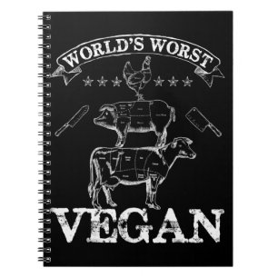 Caderno Espiral Pior Carne Vegana do Mundo Frango Churrasco Porco