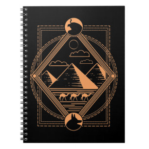 Caderno Espiral Pirâmides Egípcias Camelos Anubis Horus Geometria
