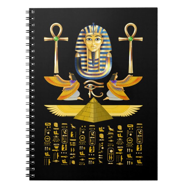 Caderno Espiral Pirâmides Egípcias Rei Tut Pharaoh Tutankhamun (Frente)