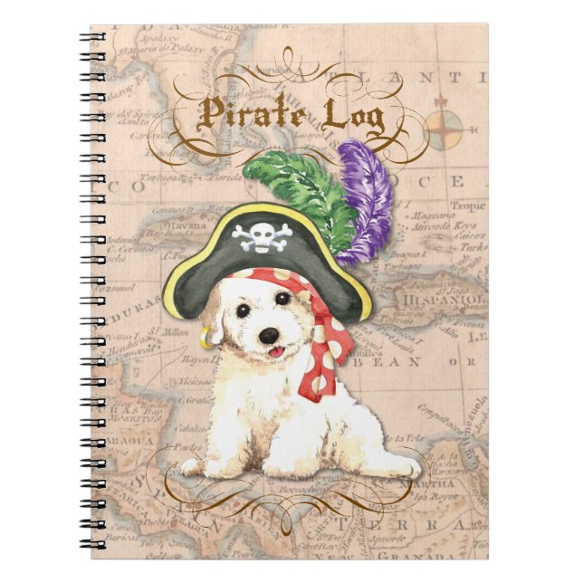 Caderno Espiral Pirata de Bichon Frise (Frente)