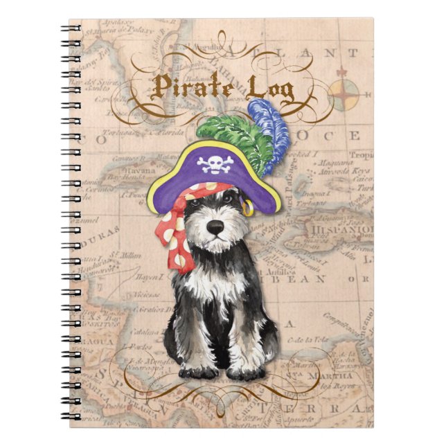 Caderno Espiral Pirata de Miniatura Schnauzer (Frente)