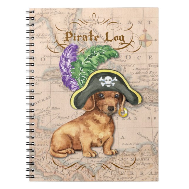 Caderno Espiral Pirata do Dachshund (Frente)