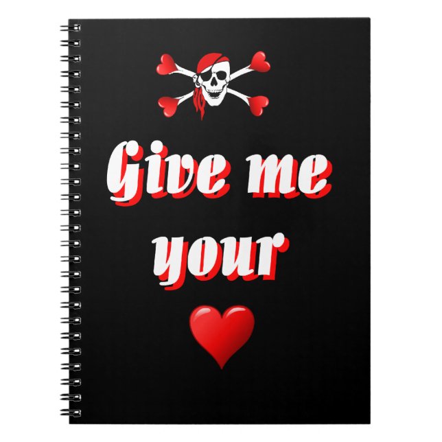 Caderno Espiral Pirata e corações (Frente)