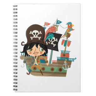 Caderno Espiral Pirata e navio de pirata