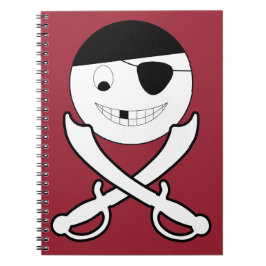 Caderno Espiral Pirata Sorridente Amigável com Espadas Cruzadas so
