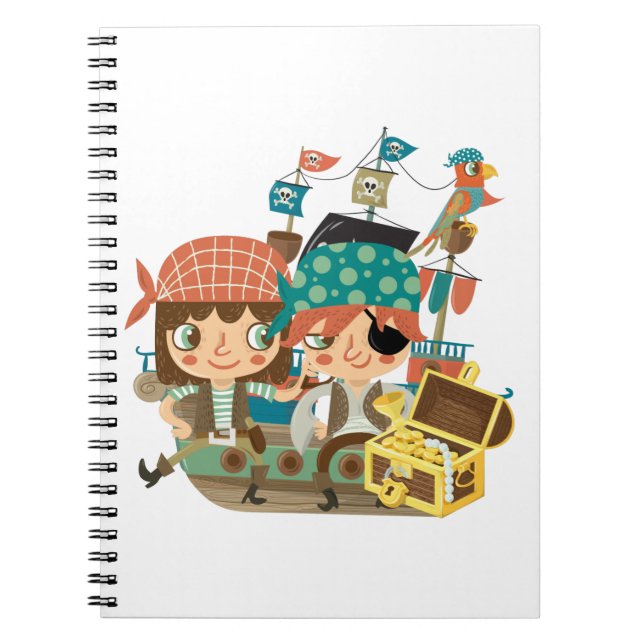 Caderno Espiral Piratas com tesouro (Frente)