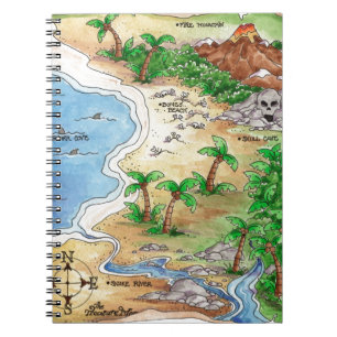 Caderno Espiral Pirate Map