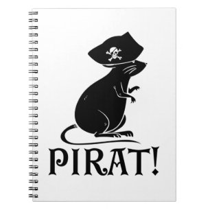 Caderno Espiral Pirate Rat   Presente de Rat Rodent House Pirata