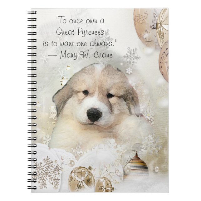 Caderno Espiral Pirenéus de Excelente de Natal Pup Watercolor (Frente)