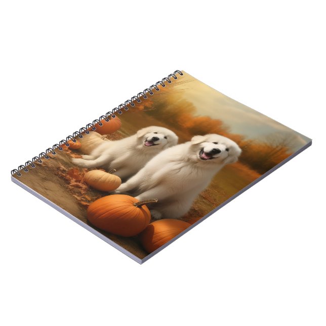 Caderno Espiral Pirenéus excelentes Puppy Autumn Delight Pumpkin (Left Side)