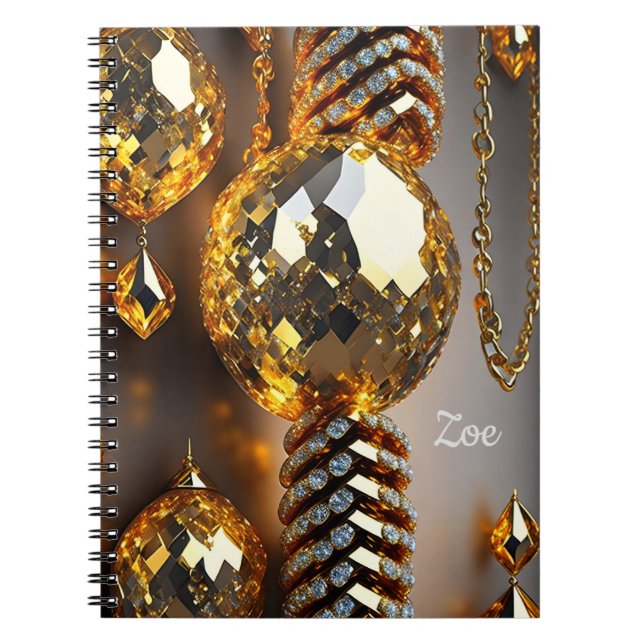 Caderno Espiral Pisca! Bonitas joias caos em ouro (Frente)
