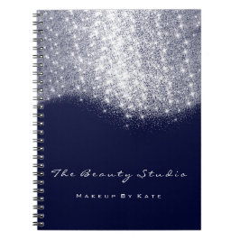 Caderno Espiral Pisca Olhos Maquiagem Cinza Artista  Azul Glitter 