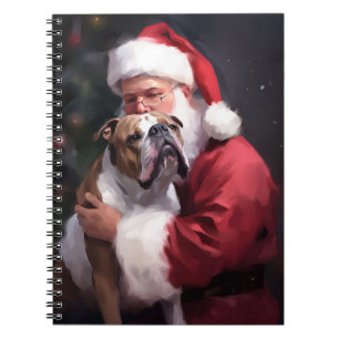 Caderno Espiral Pitbull Com Papai Noel Natal Festivo
