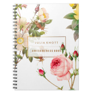 Caderno Espiral PixDezines Rosas Antigas/Redoute