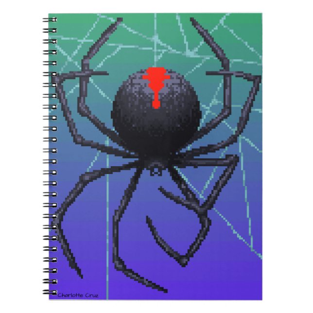 Caderno Espiral Pixel - aranha preta da viúva (Frente)