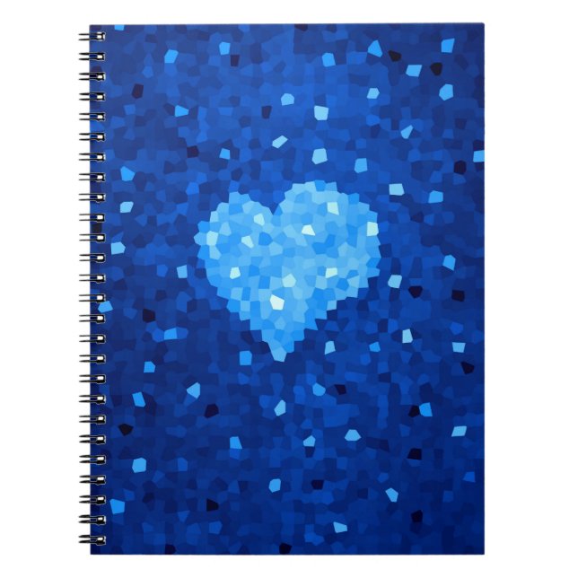 Caderno Espiral Pixel Art Blue Heart Retro Gamer Love (Frente)