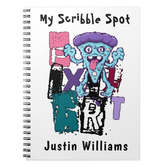 Caderno Espiral Pixel art e Blue Monster Custom (Frente)