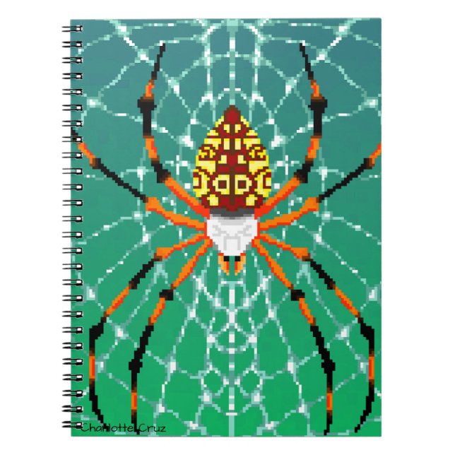 Caderno Espiral Pixel de aranha de banana (Frente)