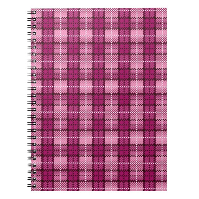Caderno Espiral Pixel Plaid_Magenta-Black (Frente)