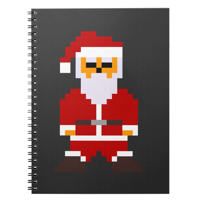 Caderno Espiral Pixel Pose Papai Noel (Frente)