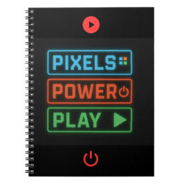 Caderno Espiral Pixels Power Play Gamer Notebook – Level Up!