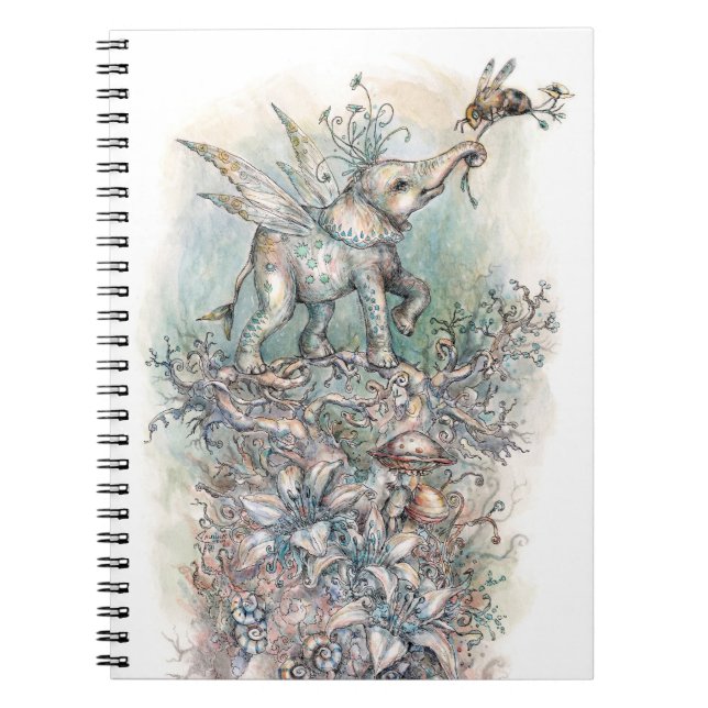 Caderno Espiral Pixie Elephant e Honeybee por Paulina Fae (Frente)