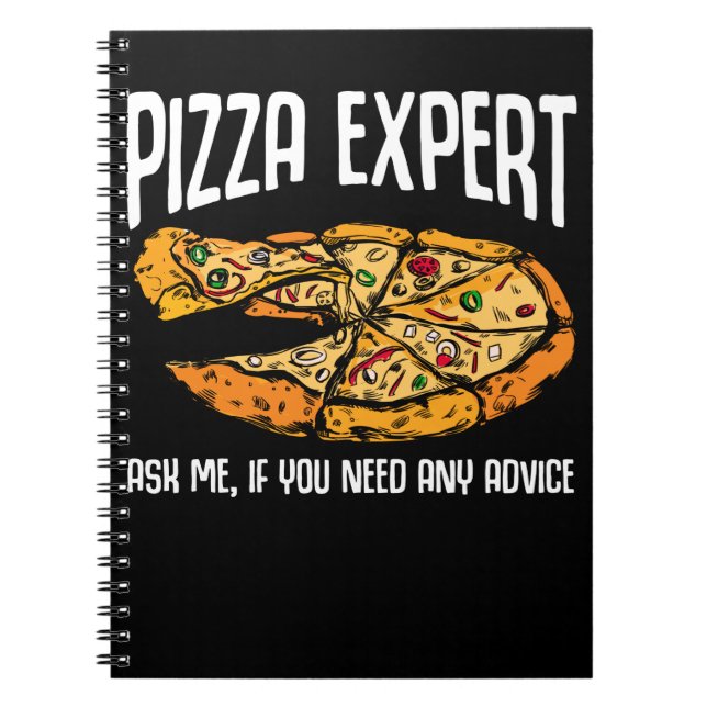 Caderno Espiral Pizza Expert Engraçado Pizza Advice (Frente)