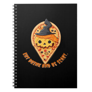 Caderno Espiral Pizza Party Halloween Abóbora Chapéu de Bruxa Esse