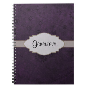 Caderno Espiral Placa de Abstrato Floral Retro-Roxo