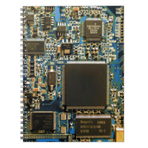 Caderno Espiral Placa de Circuito Azul Macro Foto de PCB