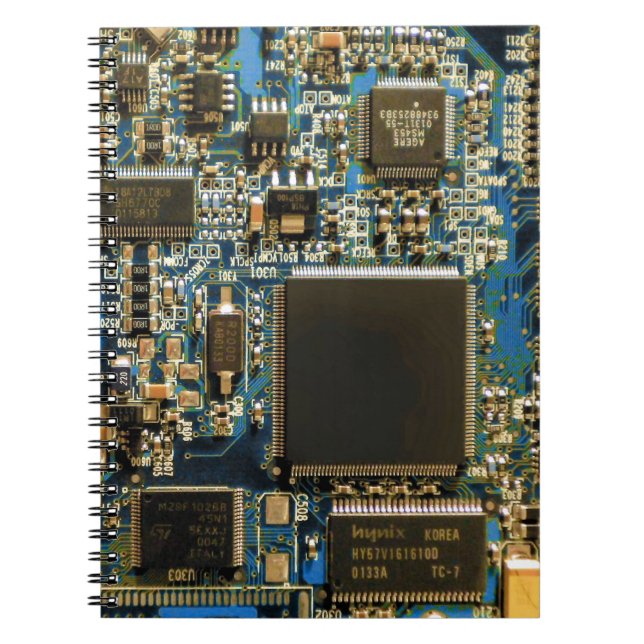 Caderno Espiral Placa de Circuito Azul Macro | Foto de PCB (Frente)