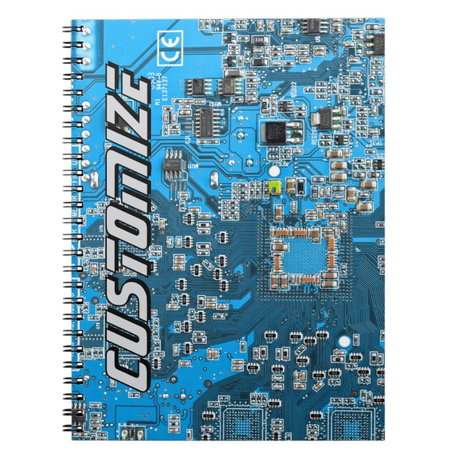 Caderno Espiral Placa de Circuito PCB Azul Personalizada para Prof (Frente)