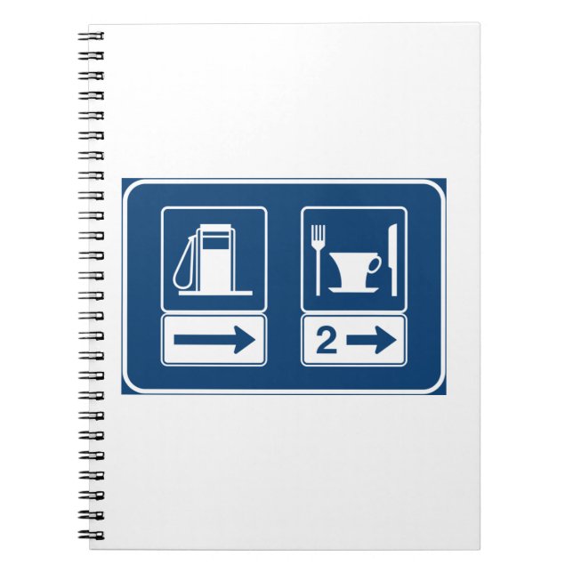 Caderno Espiral Placa de Estrada Azul Retro de Posto de Combustíve (Frente)