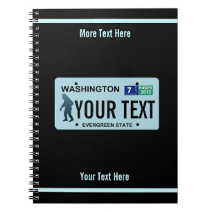 Caderno Espiral Placa de Licença de Washington Sasquatch
